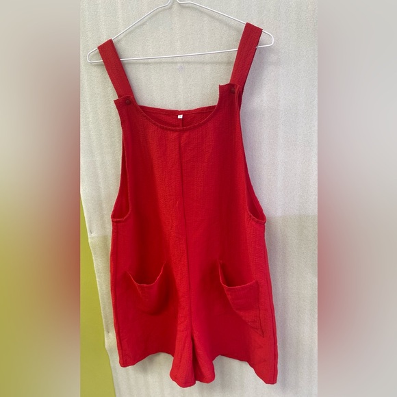 Summer Women's Casual Rompers Knot Front Pocket Patched Overall Romper Medium - Picture 6 of 6